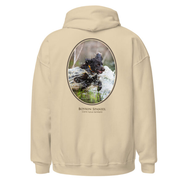 unisex-heavy-blend-hoodie-sand-back-6925c01e52052.jpg Beige hoodie with Boykin Spaniel graphic.