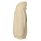 Side view of beige hoodie with embroidery