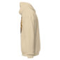 Side view of beige hoodie with woodland design.