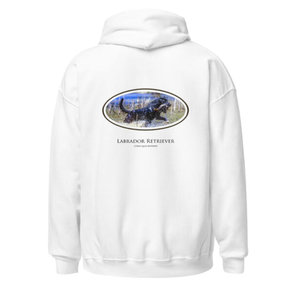 unisex-heavy-blend-hoodie-white-back-692477ccdc3d7.jpg White hoodie with Labrador Retriever design on back.