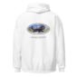 White hoodie with Labrador Retriever design on back.