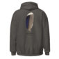 Hoodie with mallard feather design on back.