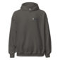 Gray hoodie with small logo on chest