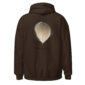 Brown hoodie with wood duck feather design.