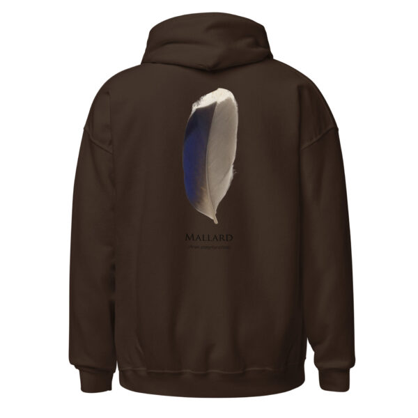 unisex-heavy-blend-hoodie-dark-chocolate-back-693ac1e318f7d.jpg Brown hoodie with mallard feather design on back.