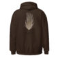 Brown hoodie with pheasant feather design.