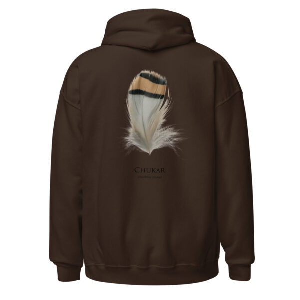 unisex-heavy-blend-hoodie-dark-chocolate-back-693ac42bb7e03.jpg Brown hoodie with chukar feather design on back.
