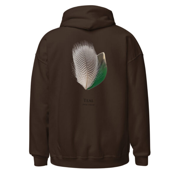 unisex-heavy-blend-hoodie-dark-chocolate-back-693ac4e444f63.jpg Brown hoodie with feather design on back.