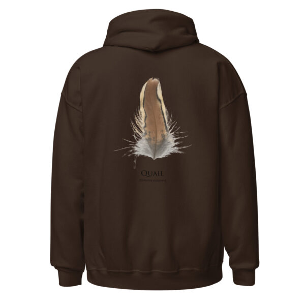 unisex-heavy-blend-hoodie-dark-chocolate-back-693ac58daee3a.jpg Brown hoodie with quail feather design on back.