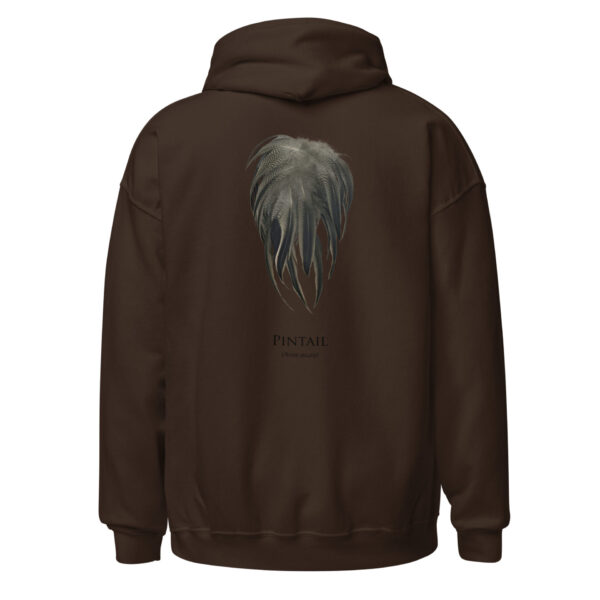 unisex-heavy-blend-hoodie-dark-chocolate-back-693ac64260d53.jpg Brown hoodie with pintail feather graphic.