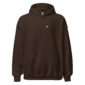 Brown hooded sweatshirt with small logo