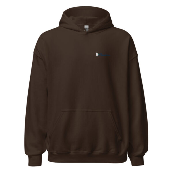 unisex-heavy-blend-hoodie-dark-chocolate-front-693ac6e006261.jpg Brown hoodie with small logo on chest.