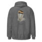 Gray hoodie with Chukar feather design