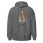 Gray hoodie with quail feather illustration