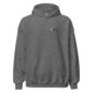 Gray hoodie with small logo on chest