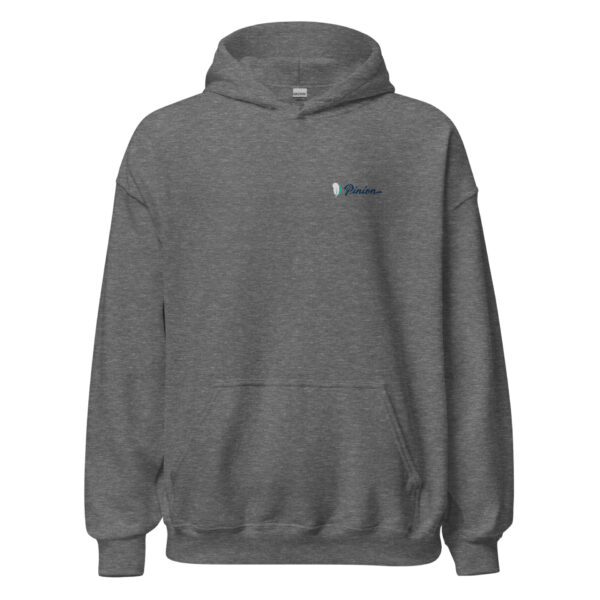 unisex-heavy-blend-hoodie-graphite-heather-front-693ac6e012d7f.jpg Gray hoodie with small logo on chest