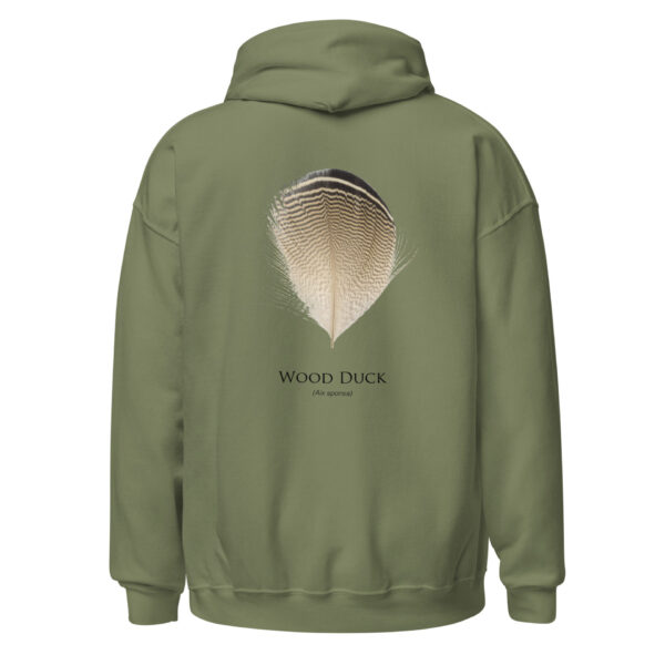unisex-heavy-blend-hoodie-military-green-back-693abec360702.jpg Hoodie with wood duck feather design on back.