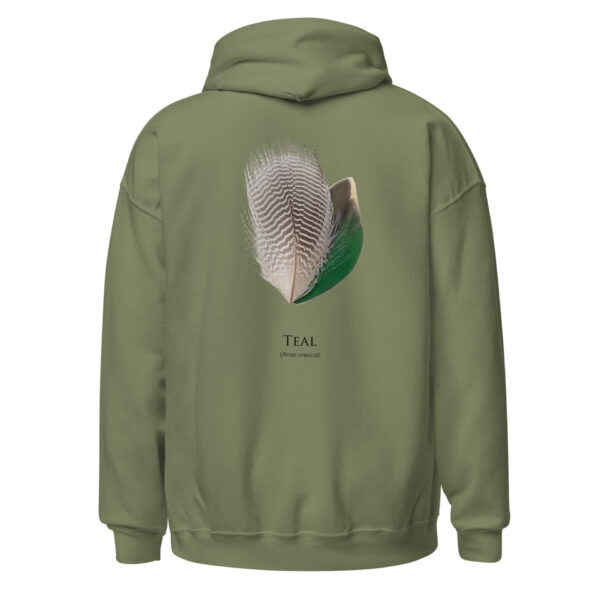 unisex-heavy-blend-hoodie-military-green-back-693ac4e47960c.jpg Green hoodie with feather design on back