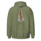 Green hoodie with quail feather design