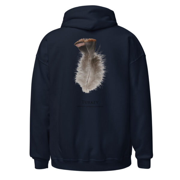 unisex-heavy-blend-hoodie-navy-back-693abf96ba0e0.jpg Navy hoodie with turkey feather design on back