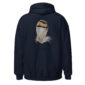 Hoodie with Chukar feather design on back.