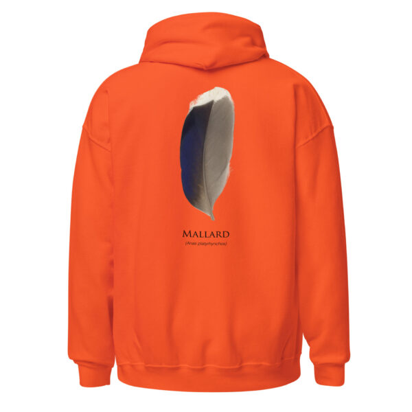 unisex-heavy-blend-hoodie-orange-back-693ac1e3465cc.jpg Orange hoodie with mallard feather design.