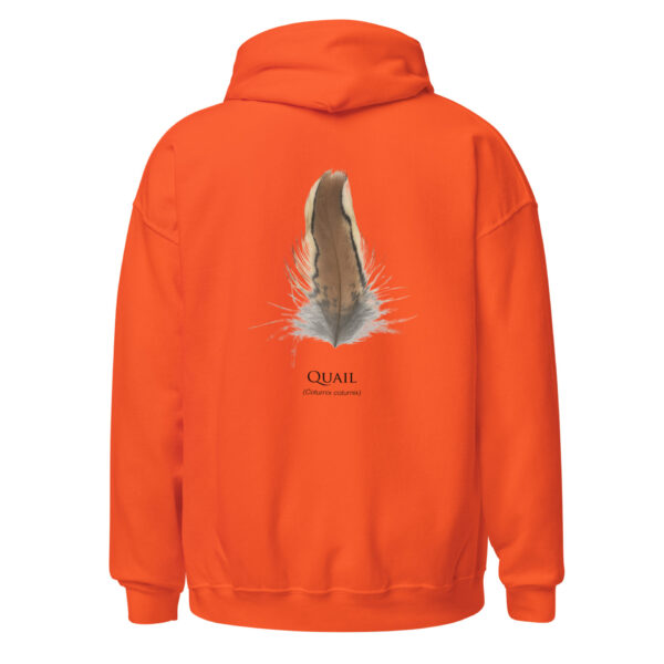 unisex-heavy-blend-hoodie-orange-back-693ac58dc8bad.jpg Orange hoodie with quail feather illustration.