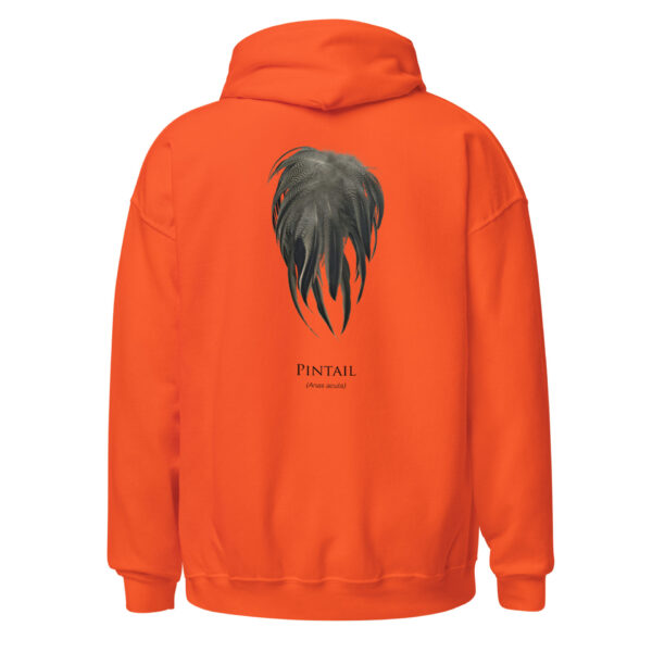 unisex-heavy-blend-hoodie-orange-back-693ac642915fb.jpg Orange hoodie with Pintail feather design.