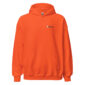 Orange hoodie with small embroidered logo