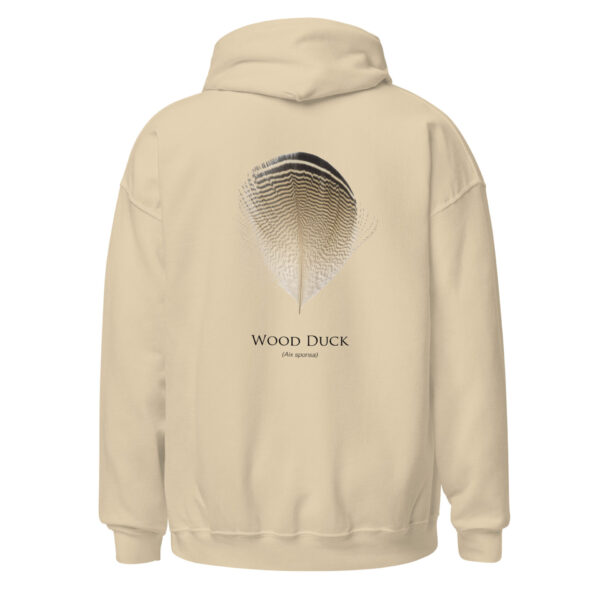 unisex-heavy-blend-hoodie-sand-back-693abec3734bd.jpg Beige hoodie with wood duck feather design.