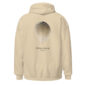 Beige hoodie with wood duck feather design.