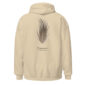 Beige hoodie with pheasant feather design.