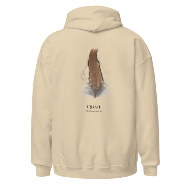 unisex-heavy-blend-hoodie-sand-back-693ac58e01d45.jpg Beige hoodie with quail feather design.