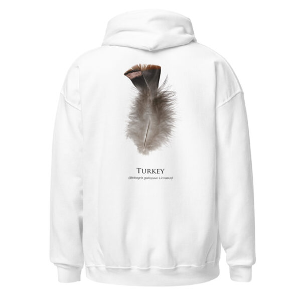 unisex-heavy-blend-hoodie-white-back-693abf971ec23.jpg White hoodie with turkey feather design.