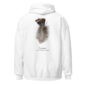White hoodie with turkey feather design.