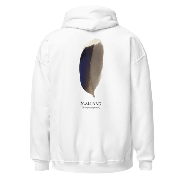unisex-heavy-blend-hoodie-white-back-693ac1e37f0ab.jpg White hoodie with mallard feather design.