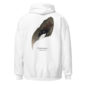 White hoodie with Gadwall duck wing design.