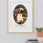 Framed Labrador Retriever portrait on wall