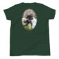 Boykin Spaniel running through water on green shirt.