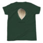 Green t-shirt with wood duck feather design.