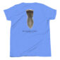 Blue t-shirt with Rio Grande Turkey feather design.