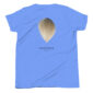 Blue T-shirt featuring wood duck feather design
