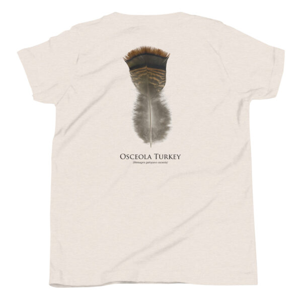 youth-staple-tee-heather-dust-back-69a6ddb06016c.jpg Osceola turkey feather graphic on white t-shirt