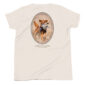 Golden Retriever with pheasant on beige t-shirt