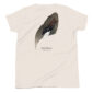 Gadwall bird wing illustration on beige t-shirt.