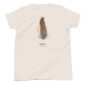 T-shirt with quail feather illustration and name.