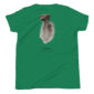 Green shirt with turkey feather design.