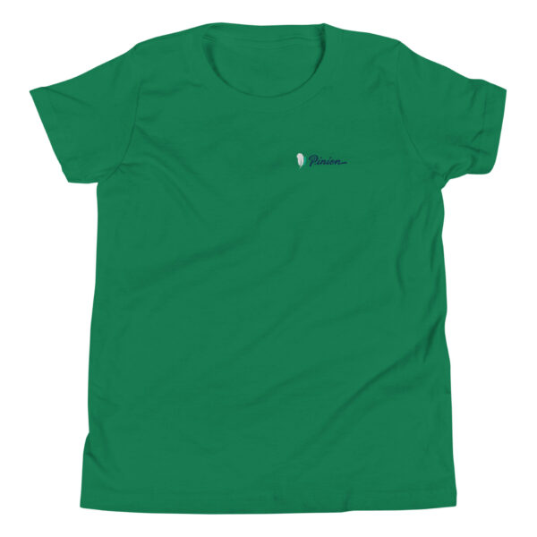 youth-staple-tee-kelly-front-69a6e3e7b784e.jpg Green t-shirt with small logo on chest