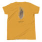 Yellow shirt with pheasant feather design.