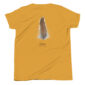 Yellow t-shirt with quail feather design.